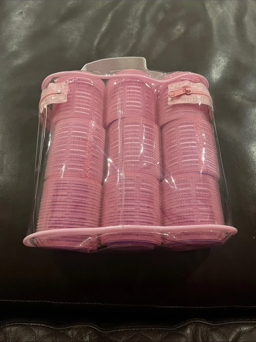 Brand New Pink Self-Grip Hair Rollers 9-Piece Set with Storage Bag